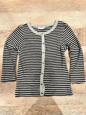 Hard Tail  Black & Grey Striped Button-Front Top